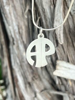 Sterling Silver 'AP' Monogram Pendant Necklace - Silver